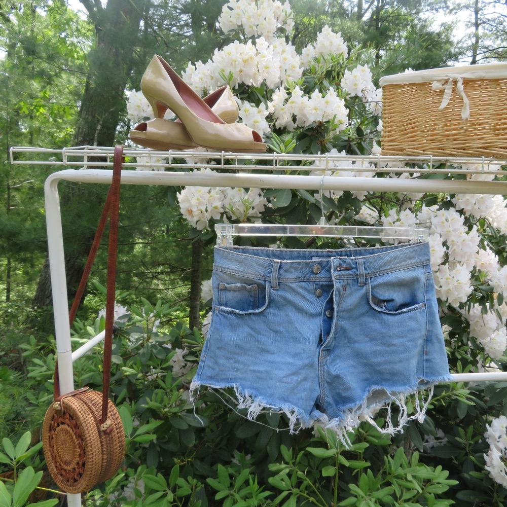 ZARA Distressed High Waisted Denim Shorts